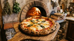 Pizza fraîche sortie du four à bois traditionnel